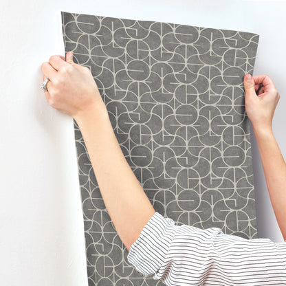 York Wallcoverings Formations Looking Glass Charcoal Wallpaper Transitional Geometrics Blacks   - FM1104