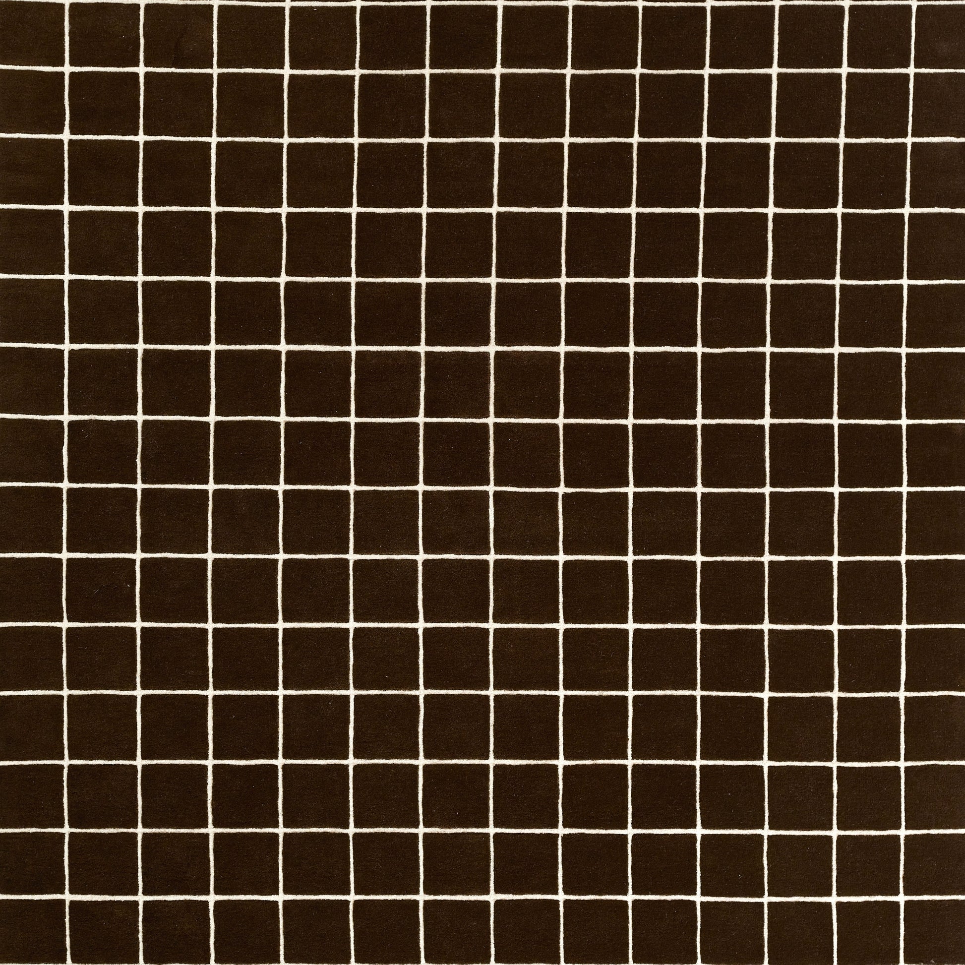 Brown square tile mosaic with white grout, featuring a neat grid pattern.
