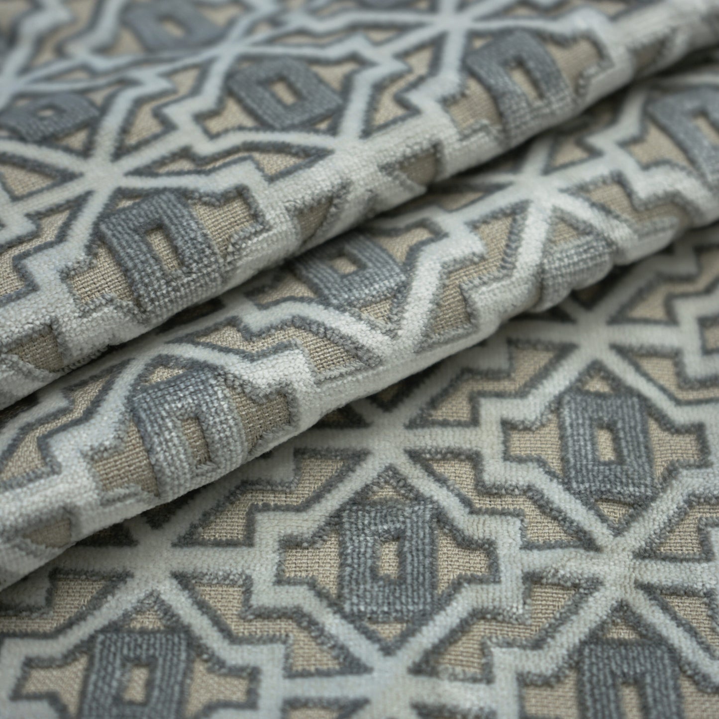 JF Fabrics JF Studio FOXTROT 92 Fabric Traditional,Transitional,Contemporary,Geometric Grey,Silver  Texture,Velvet - 5999692 SJ101