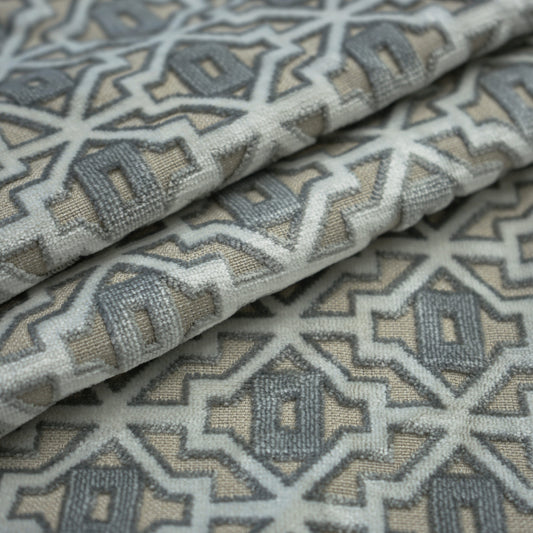 JF Fabrics JF Studio FOXTROT 92 Fabric Traditional,Transitional,Contemporary,Geometric Grey,Silver  Texture,Velvet - 5999692 SJ101