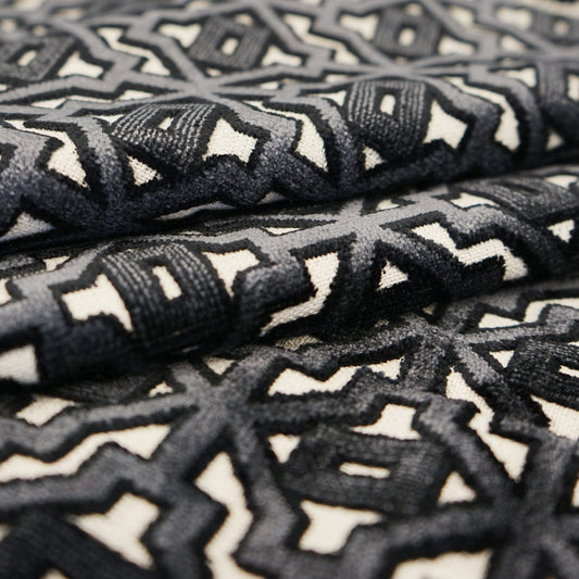 JF Fabrics JF Studio FOXTROT 99 Fabric Traditional,Transitional,Contemporary,Geometric Black  Texture,Velvet - 5999699 SJ101