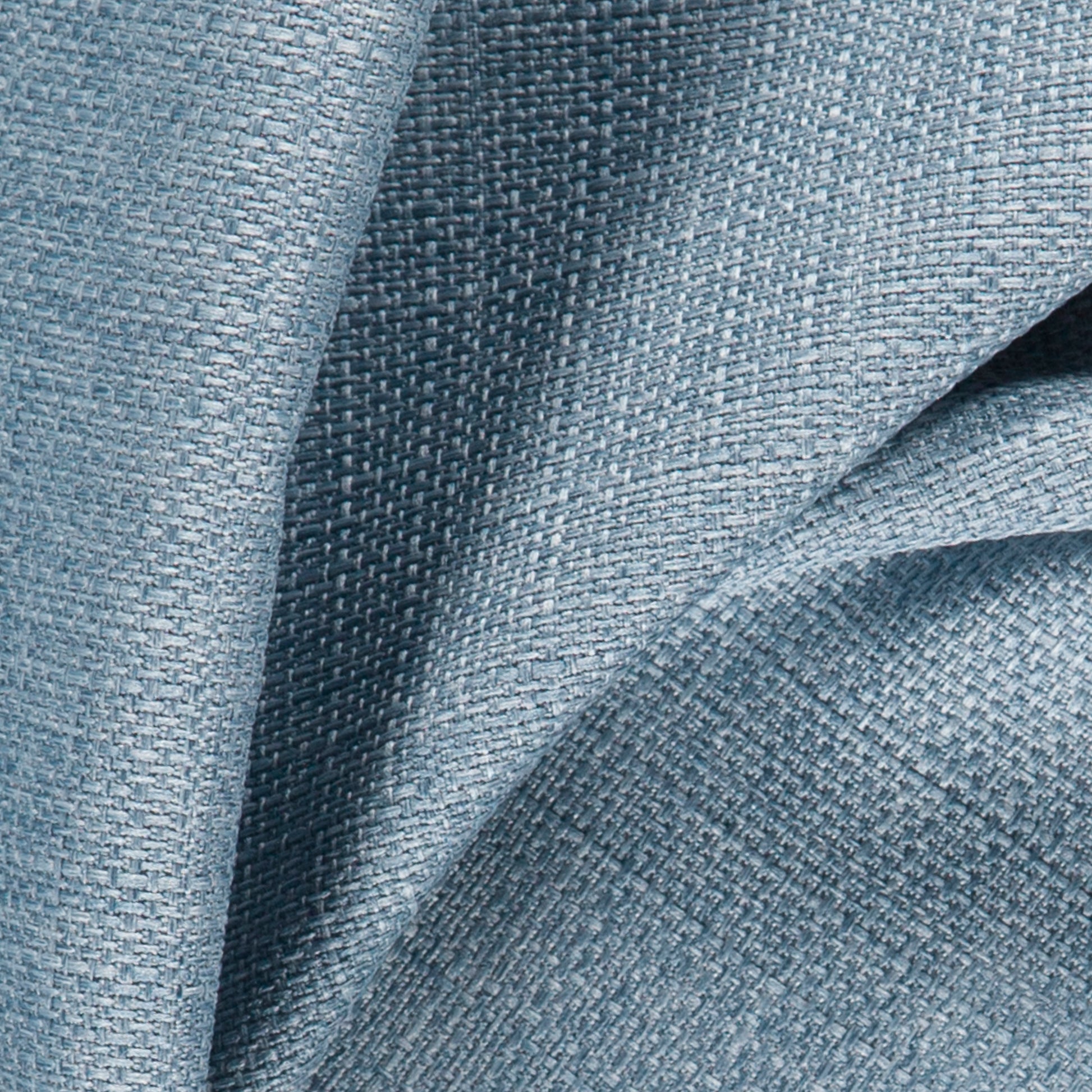 Blue textured woven fabric with a subtle grid pattern and soft drape.