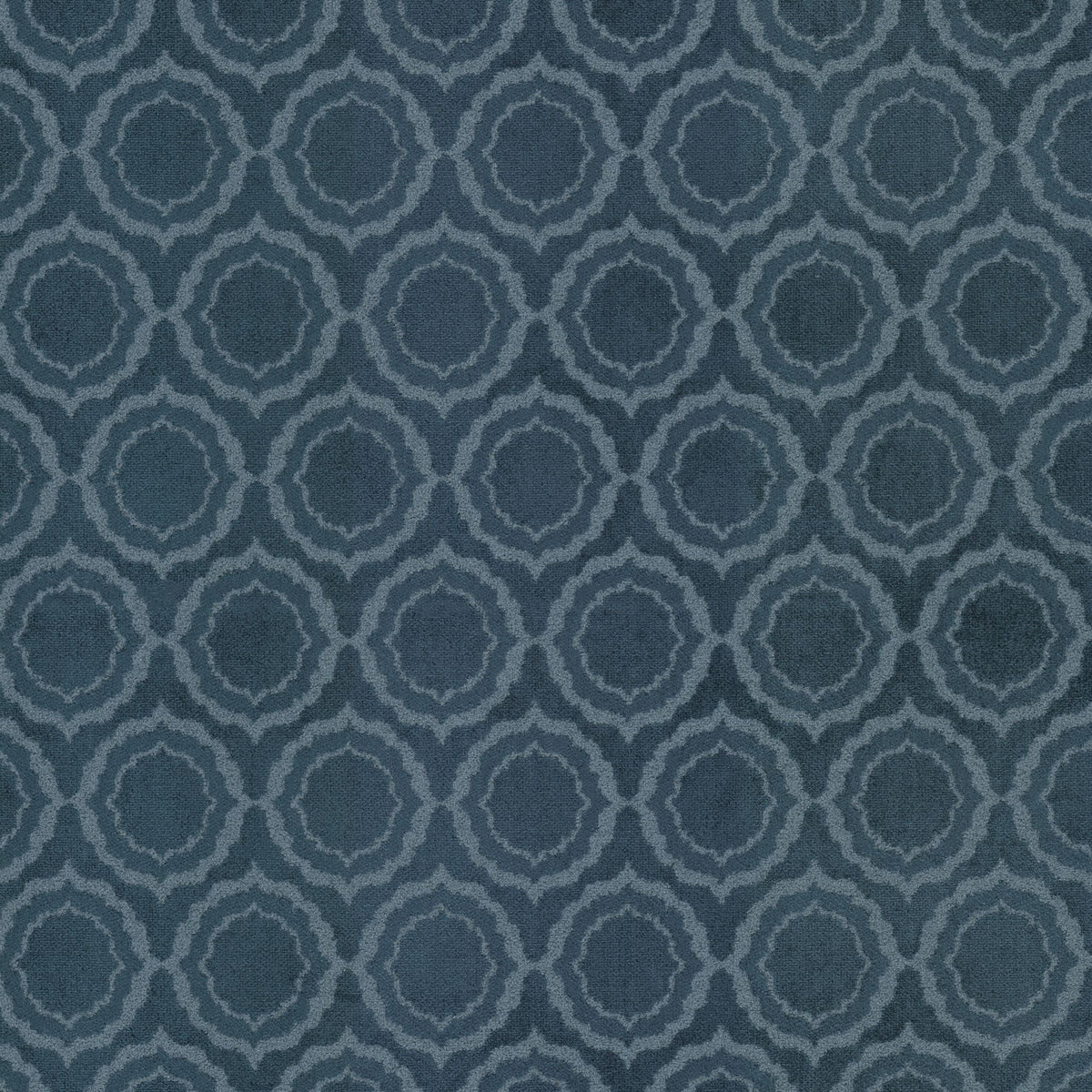 STOUT TEXTILES  UPHOLSTERY,VELVET TRADITIONAL, MEDALLION INDIGO,INK   - FREN-1