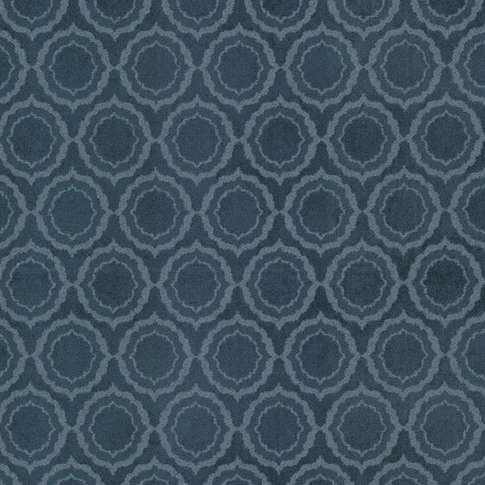 STOUT TEXTILES  UPHOLSTERY,VELVET TRADITIONAL, MEDALLION INDIGO,INK   - FREN-1