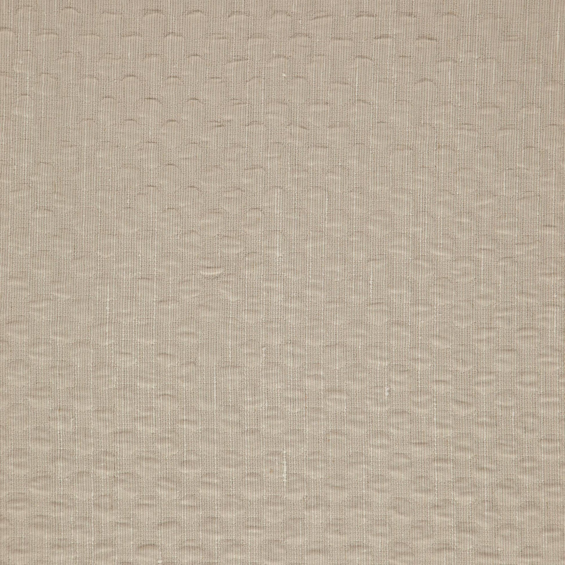 Beige woven fabric texture with fine horizontal lines and subtle dimples; upholstery-style fabric.