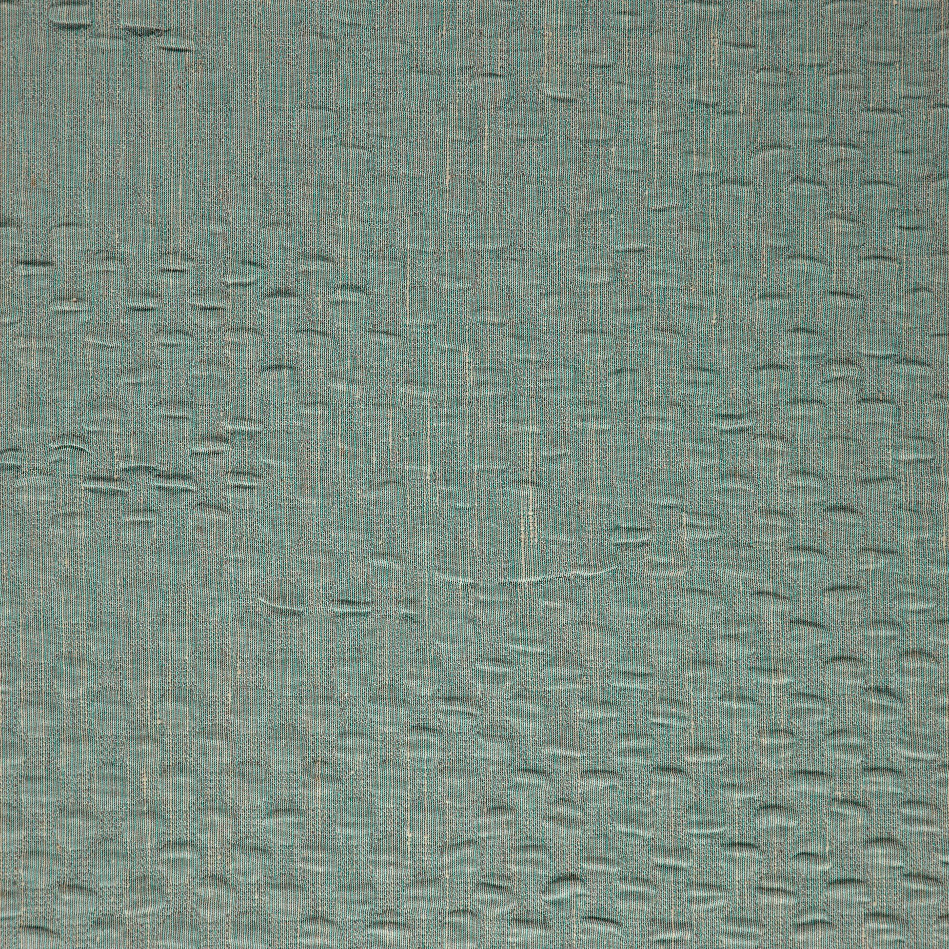 Teal-green textured fabric close-up with fine woven pattern and subtle ribbing; ideal for upholstery or crafts.