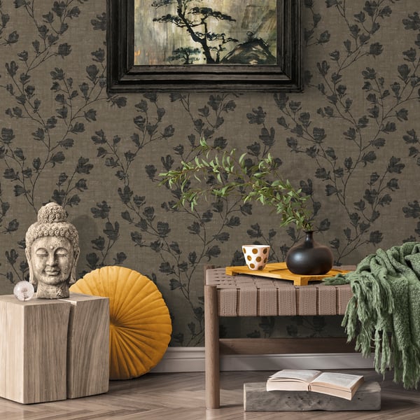 Galerie Wallcoverings Fusion Floral Trail Motif Galerie Wallcoverings  Bronze, Brown   - FS72004