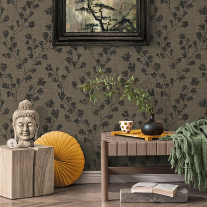 Galerie Wallcoverings Fusion Floral Trail Motif Galerie Wallcoverings  Bronze, Brown   - FS72004