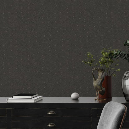 Galerie Wallcoverings Fusion Geo Swirl Motif Galerie Wallcoverings  Black   - FS72021