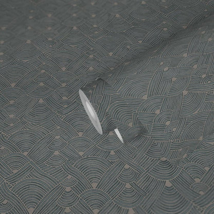 Galerie Wallcoverings Fusion Geo Swirl Motif Galerie Wallcoverings  Blue   - FS72038