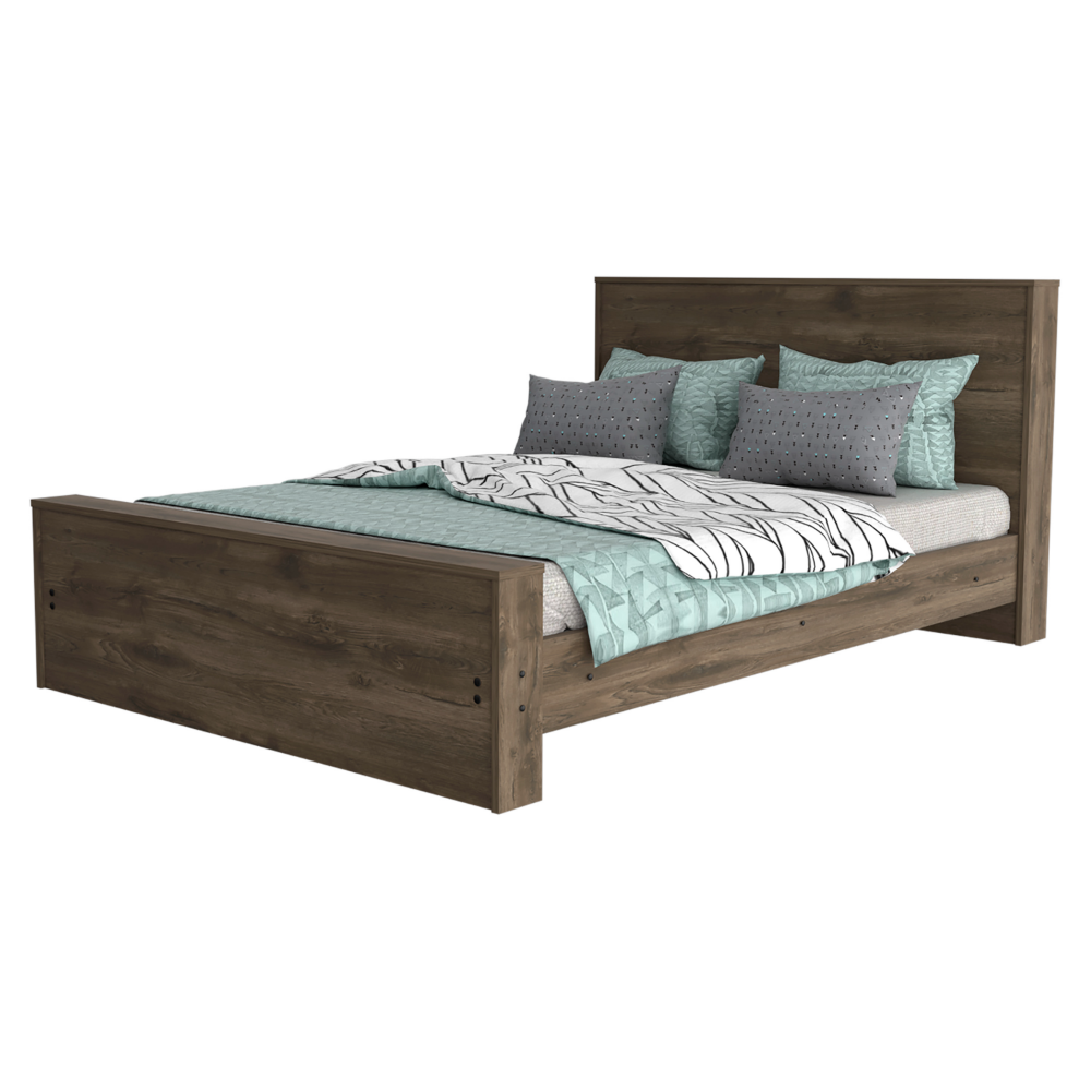Dark Brown Full Size Bed Frame with Headboard