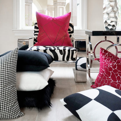 D.V. KAP HOME   24" x 24" Dare Pillow - Fuchsia Embroidery, Modern    - 3207-F-2424