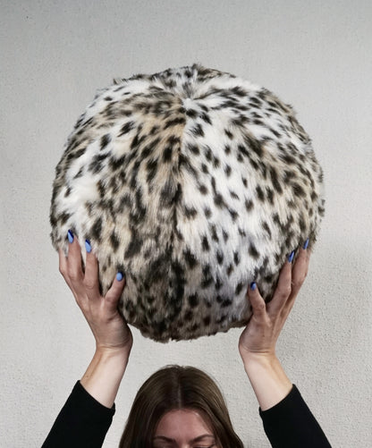 D.V. KAP HOME   12" x 12" Fur Ball Pillow - Ocelot Faux Fur, Animal    - 4065-O-1212
