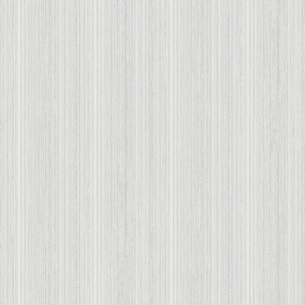 Light gray striped wallpaper with a subtle wood-grain texture and soft vertical lines.