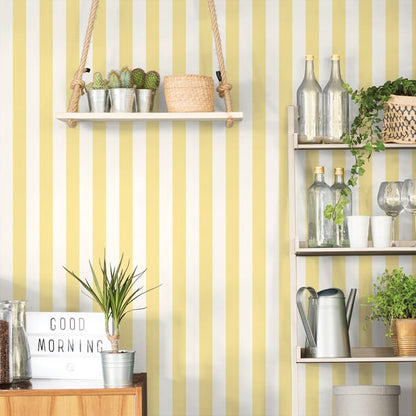Galerie Wallcoverings Smart Stripes 3 Awning Stripe Galerie Wallcoverings  Yellow   - G45400