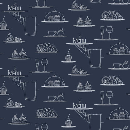 Galerie Wallcoverings Just Kitchens Chalkboard Menu Galerie Wallcoverings  Blue   - G45407