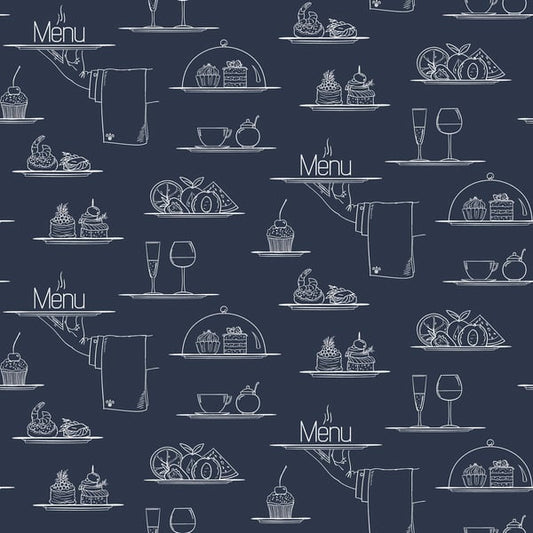 Galerie Wallcoverings Just Kitchens Chalkboard Menu Galerie Wallcoverings  Blue   - G45407