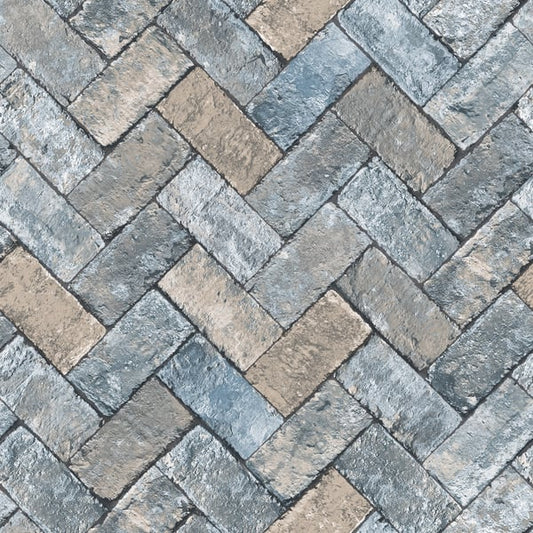 Galerie Wallcoverings Just Kitchens Herringbone Brick Galerie Wallcoverings  Blue   - G45425