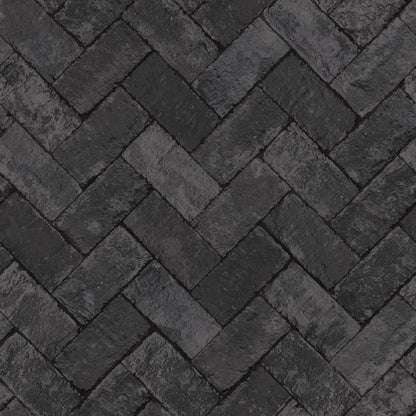 Galerie Wallcoverings Just Kitchens Herringbone Brick Galerie Wallcoverings  Black   - G45426