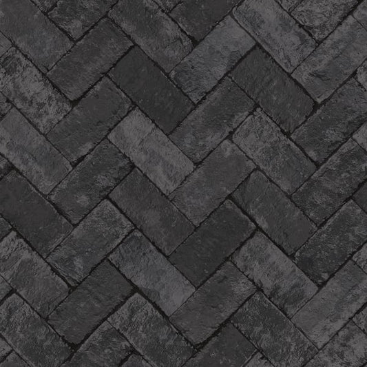 Galerie Wallcoverings Just Kitchens Herringbone Brick Galerie Wallcoverings  Black   - G45426