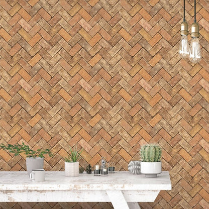 Galerie Wallcoverings Just Kitchens Herringbone Brick Galerie Wallcoverings  Orange   - G45428