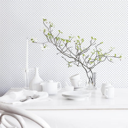 Blue Tri Leaf wallpaper pattern on a wall.