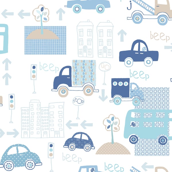 Galerie Wallcoverings Just 4 Kids 2 City Traffic Galerie Wallcoverings  Blue   - G56009