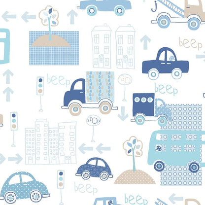 Galerie Wallcoverings Just 4 Kids 2 City Traffic Galerie Wallcoverings  Blue   - G56009