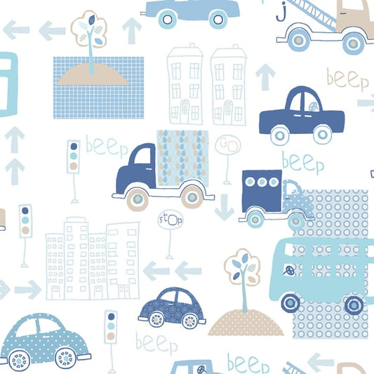 Galerie Wallcoverings Just 4 Kids 2 City Traffic Galerie Wallcoverings  Blue   - G56009