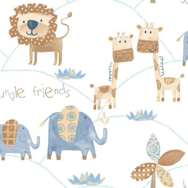 Galerie Wallcoverings Just 4 Kids 2 Jungle Friends Galerie Wallcoverings  Blue   - G56022