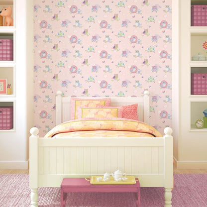 Galerie Wallcoverings Just 4 Kids 2 Owls and Butterflies Galerie Wallcoverings  Pink   - G56036