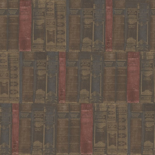 Galerie Wallcoverings Nostalgie Library Books Galerie Wallcoverings  Bronze, Brown   - G56132