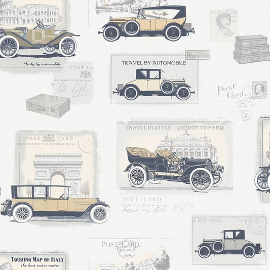 Galerie Wallcoverings Nostalgie Cars Galerie Wallcoverings  Silver Grey   - G56136