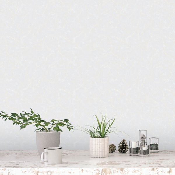 Silver grey marble‑effect wallpaper, close‑up showing subtle veining.