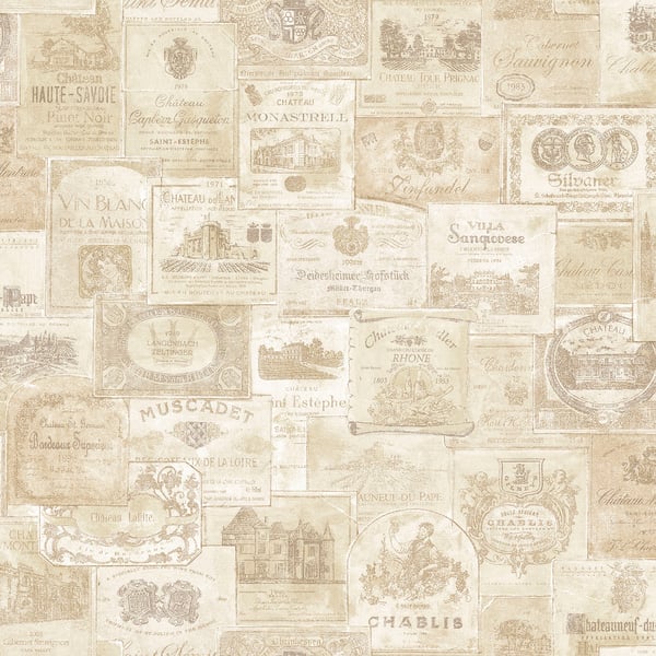 Galerie Wallcoverings Nostalgie Wine Labels Galerie Wallcoverings  Beige   - G56174