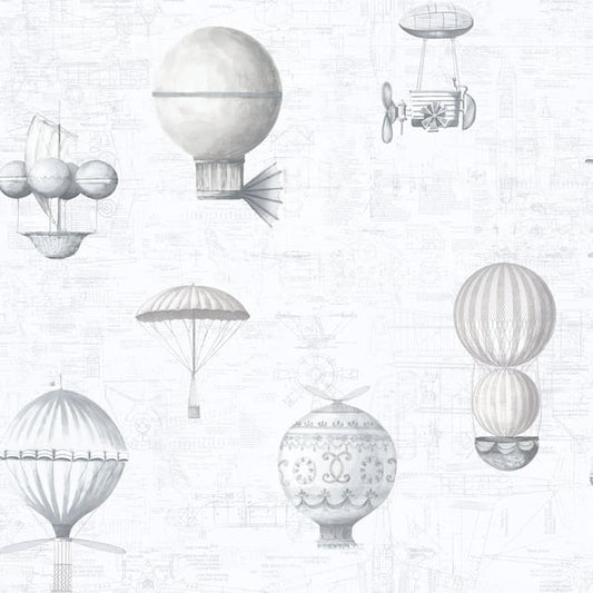 Galerie Wallcoverings Nostalgie Air Ships Galerie Wallcoverings  Silver Grey   - G56202