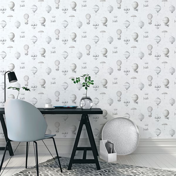 Galerie Wallcoverings Nostalgie Air Ships Galerie Wallcoverings  Silver Grey   - G56202