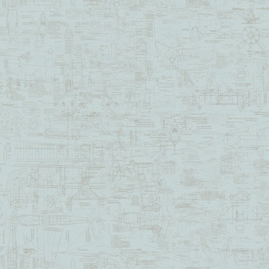 Galerie Wallcoverings Nostalgie Blueprint Galerie Wallcoverings  Blue   - G56207