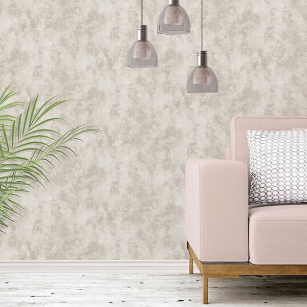 Beige textured wallpaper with a subtle pattern.
