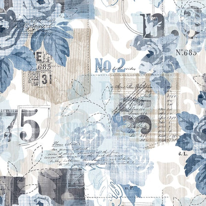 Galerie Wallcoverings Nordic Elements Floral Rose Galerie Wallcoverings  Blue   - G56264