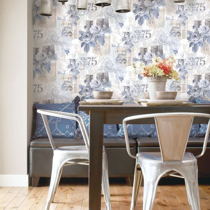 Galerie Wallcoverings Nordic Elements Floral Rose Galerie Wallcoverings  Blue   - G56264
