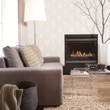 Cream damask wallpaper.