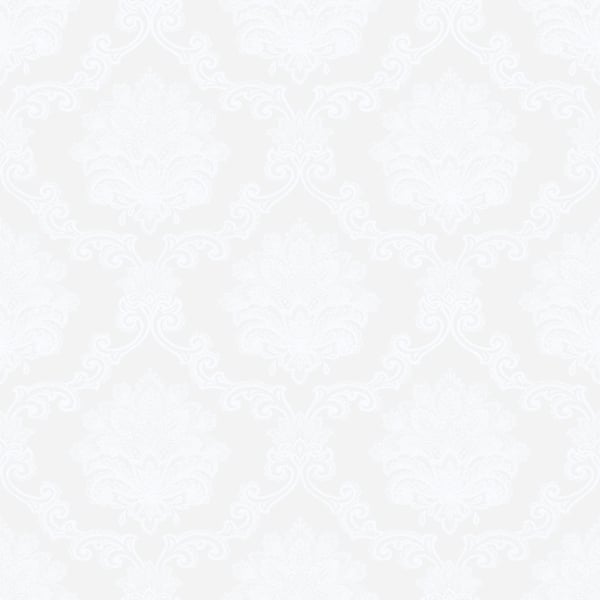 Off-white wallpaper with a subtle, repeating damask floral pattern in pale white.