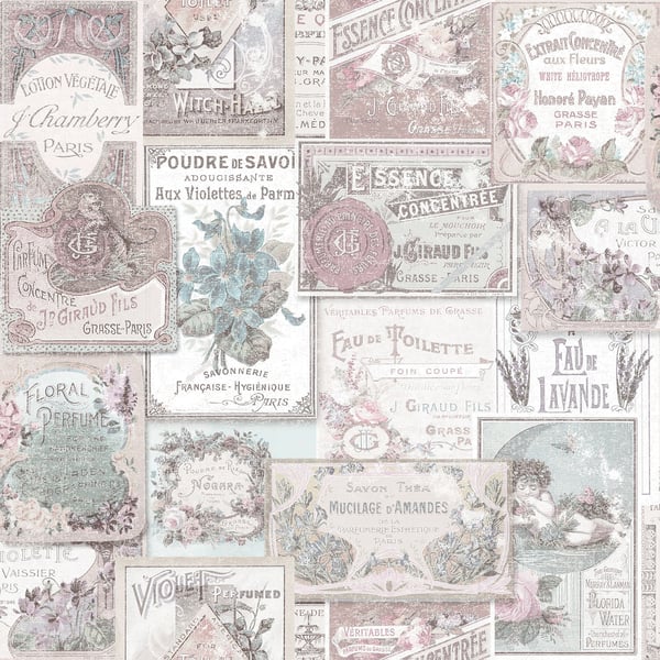 Galerie Wallcoverings Nostalgie Perfume Labels  Galerie Wallcoverings  Pink   - G56279