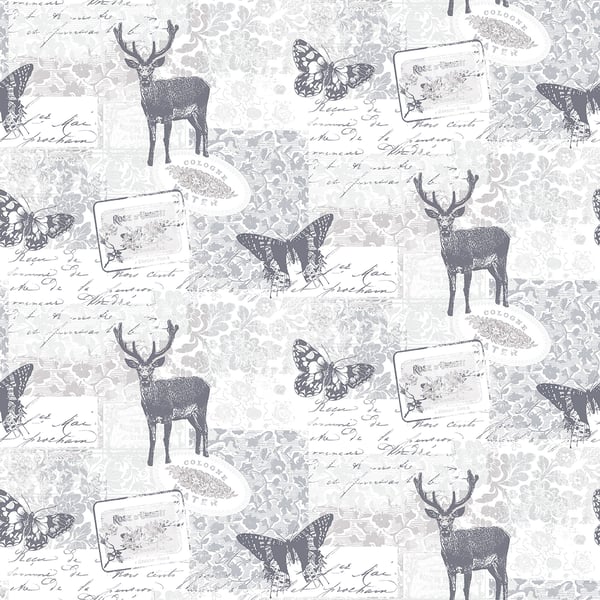 Galerie Wallcoverings Nordic Elements Wildlife Motif Galerie Wallcoverings  Silver Grey   - G56296