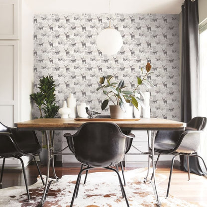 Galerie Wallcoverings Nordic Elements Wildlife Motif Galerie Wallcoverings  Silver Grey   - G56296