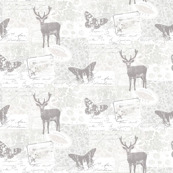 Galerie Wallcoverings Nordic Elements Wildlife Motif Galerie Wallcoverings  Silver Grey   - G56298
