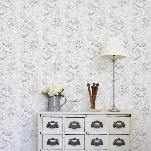Galerie Wallcoverings Nordic Elements Floral Galerie Wallcoverings  Silver Grey   - G56299