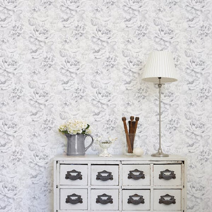 Galerie Wallcoverings Nordic Elements Floral Galerie Wallcoverings  Silver Grey   - G56299