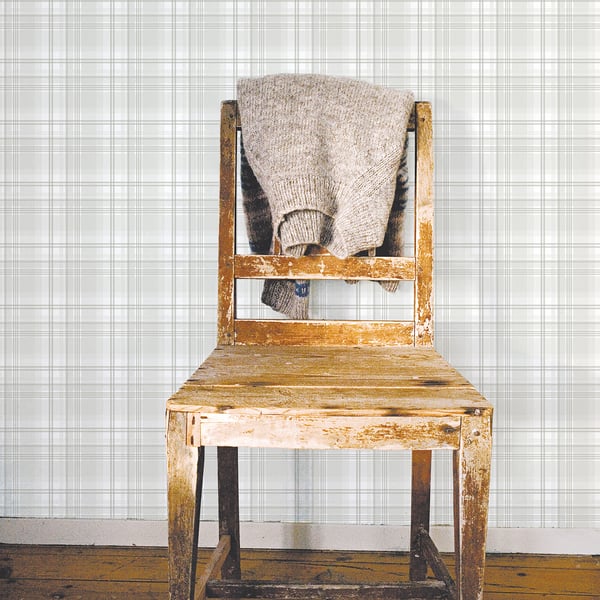 Galerie Wallcoverings Nordic Elements Check Plaid Galerie Wallcoverings  Silver Grey   - G56307